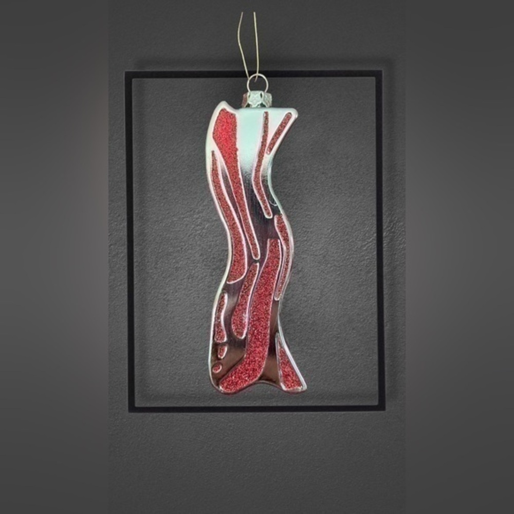 Archie McPhee Christmas blown glass bacon ornament